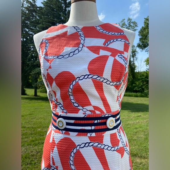 Lilly Pulitzer Dress 'Kirkland Booze Cruise Tango Orange" Size 8 Nautical Sun - Picture 2 of 8